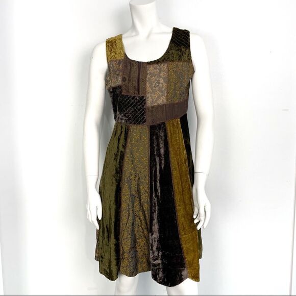 Vintage René Derhy Fairy Grunge Patchwork Velvet Boho Dress - Picture 1 of 15